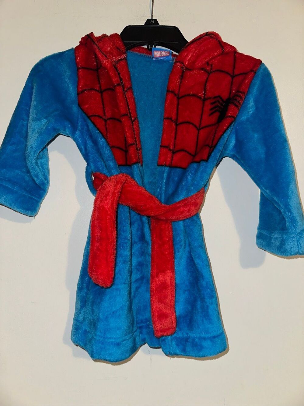 Marvel Boys Plush Blue Fleece hooded  Spider-Man Bath Robe Spiderman House Coat